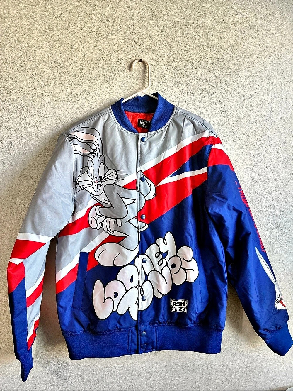 Reason Looney Tunes Varsity Jacket Bomber Jacket Blue & Red Size